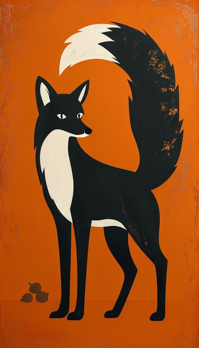 Elegant Charcoal Fox Portrait on Autumnal Background Art