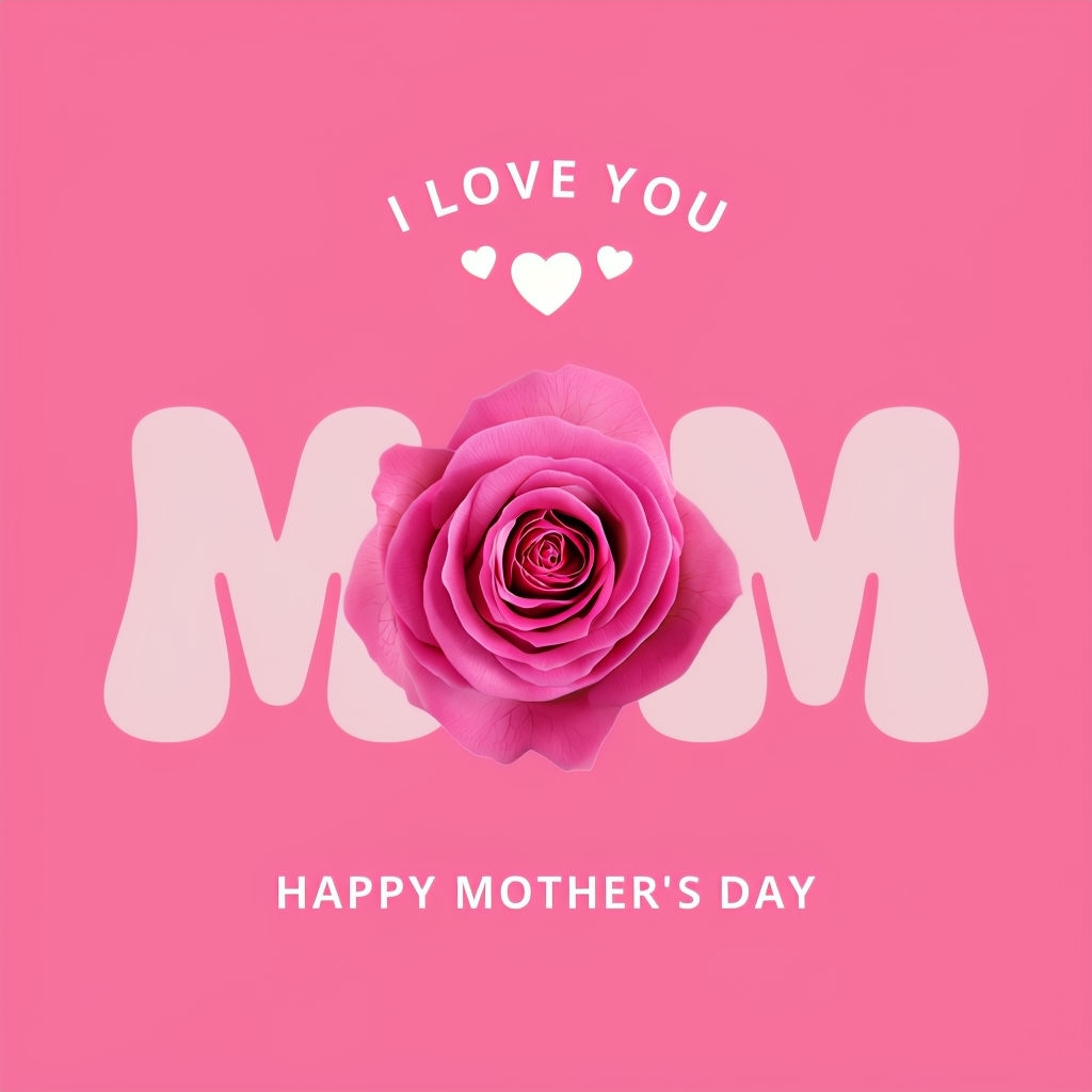 Modern Minimalist Mother's Day MOM Design with Rose Social Media Post