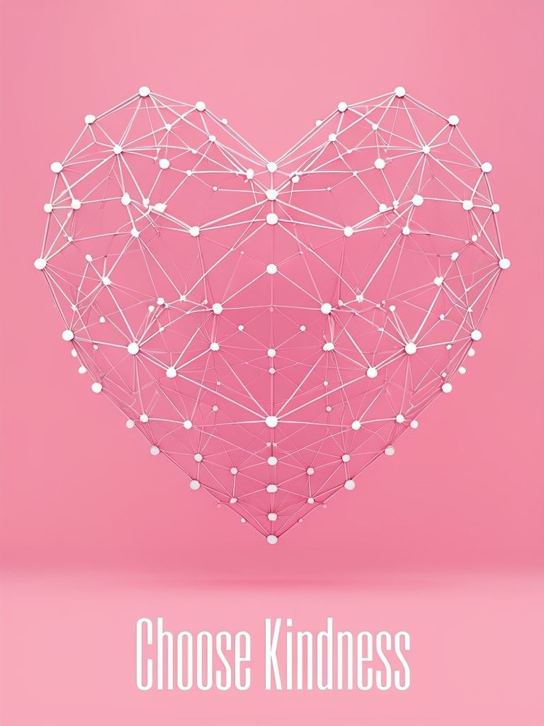 Intricate Geometric Heart with Choose Kindness Text Poster