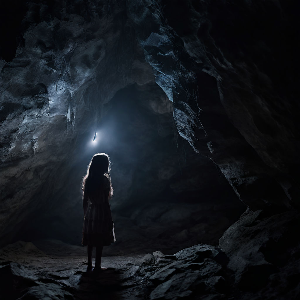 The girl is alone inside the cave by Алсу Альмухаметова Playground