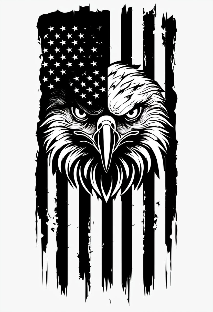 Bold Black and White Eagle Head Graphic T-Shirt