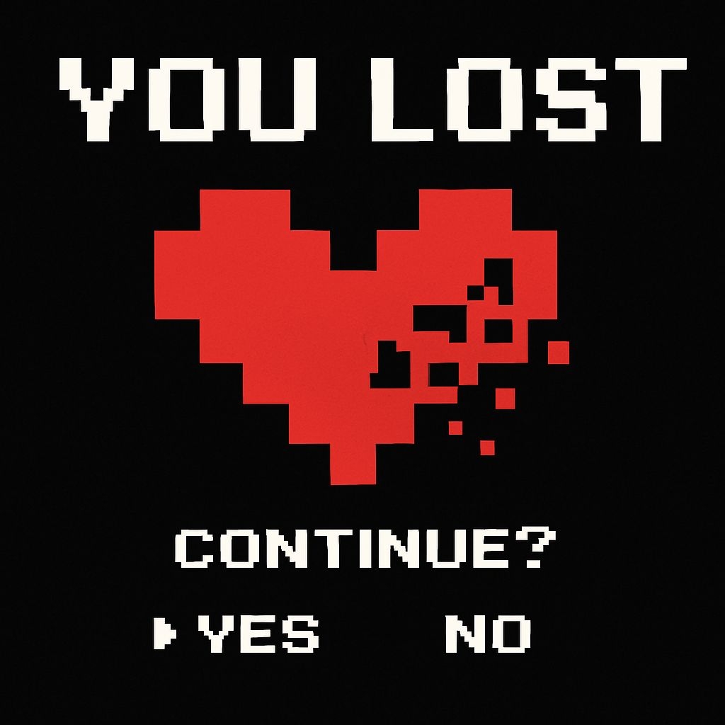 Pixelated Heart You Lost Game Art with Choices Social Media Post