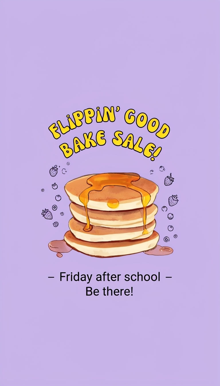 Whimsical Pancake Bake Sale Instagram Story Design Social Media Post