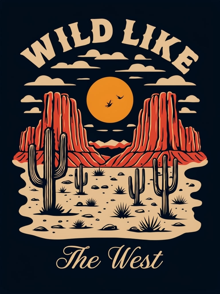 Retro Desert Adventure Wild Like The West T-Shirt