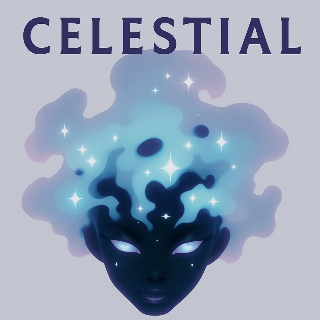 Mystical Celestial Face with Ethereal Clouds Spotify Album Cover