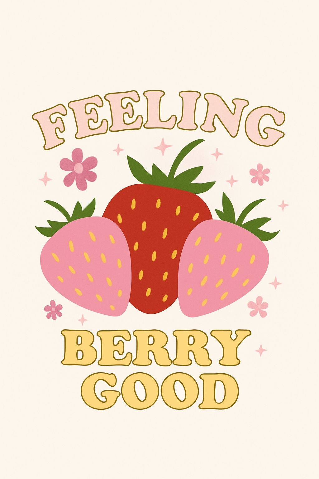 Cheerful Berry Good Strawberries Graphic Design T-Shirt
