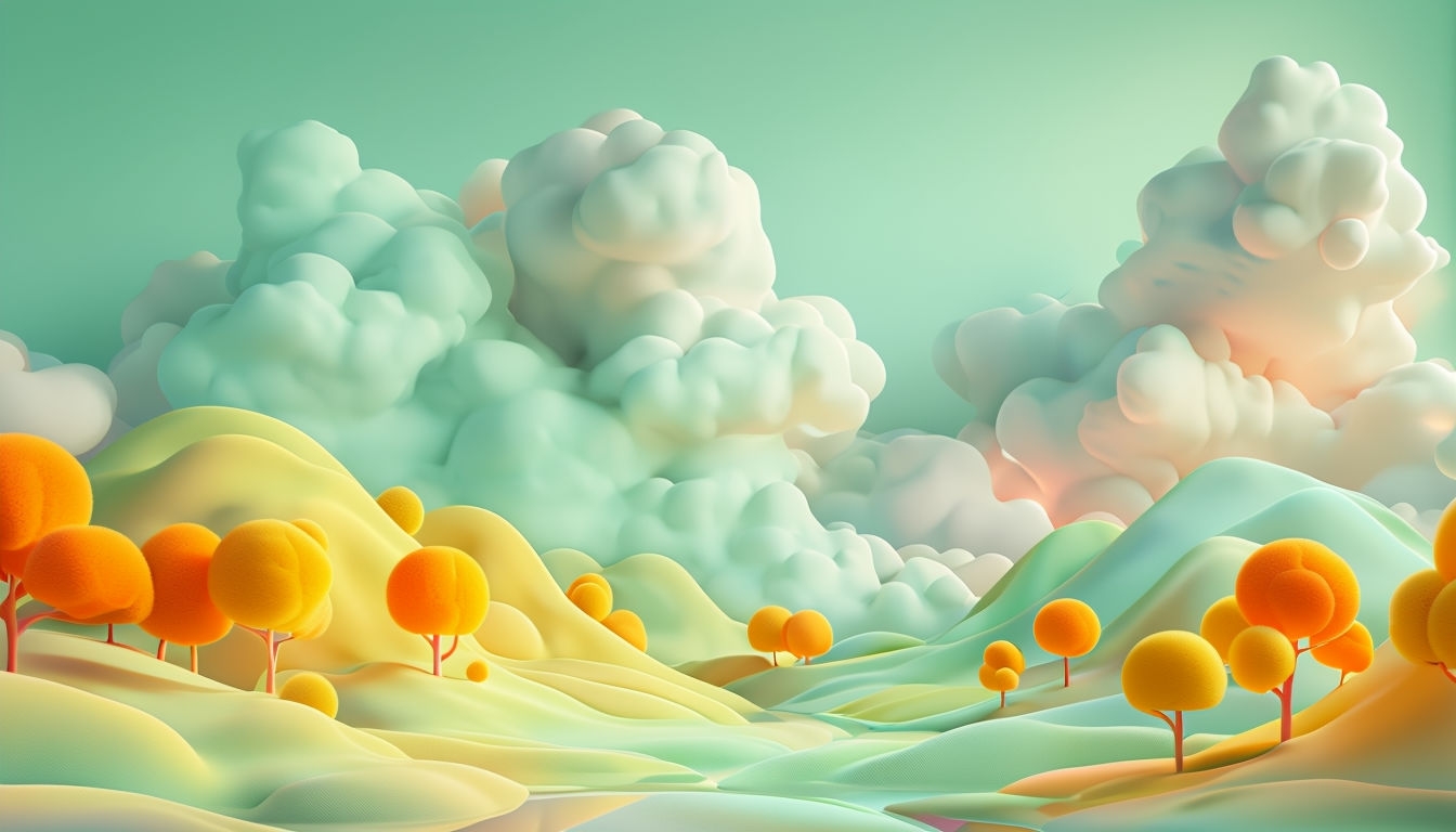 Surreal Dreamlike Landscape with Colorful Hills Virtual Background