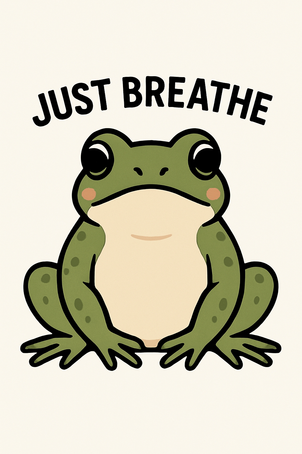 Cute Cartoon Frog with Just Breathe Text T-Shirt