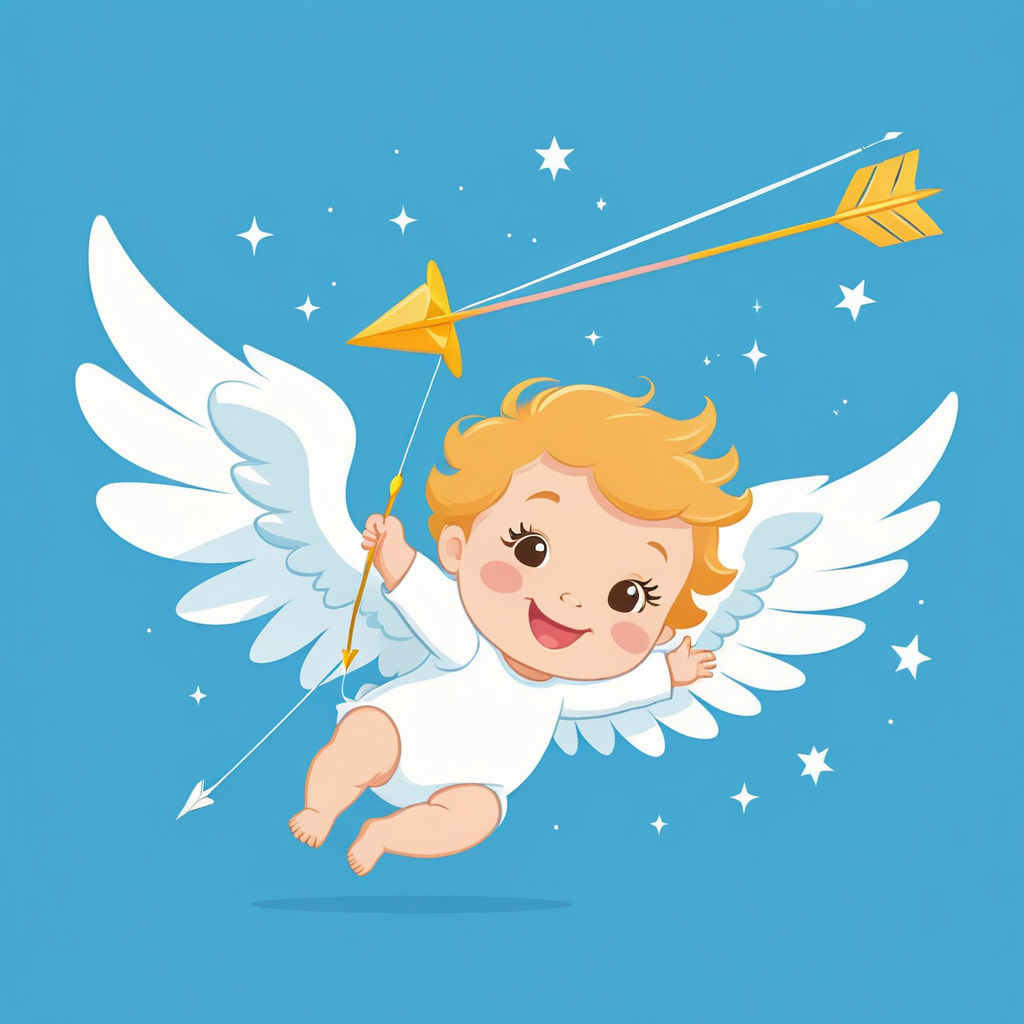 The way a baby angel smiles brightly in the sky by Studios Elysium ...