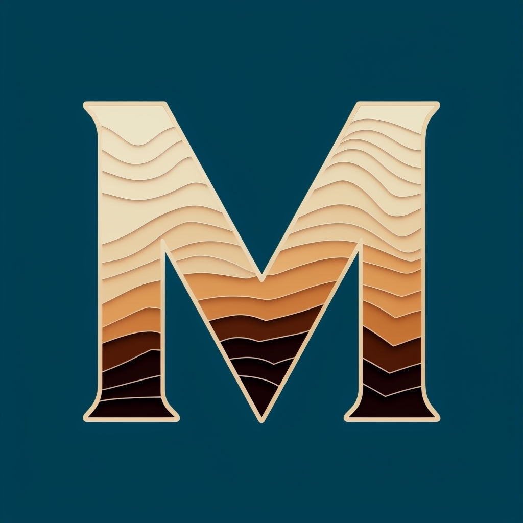 Minimalist Monogram Logo with Topographical Texture on Teal Background Monogram