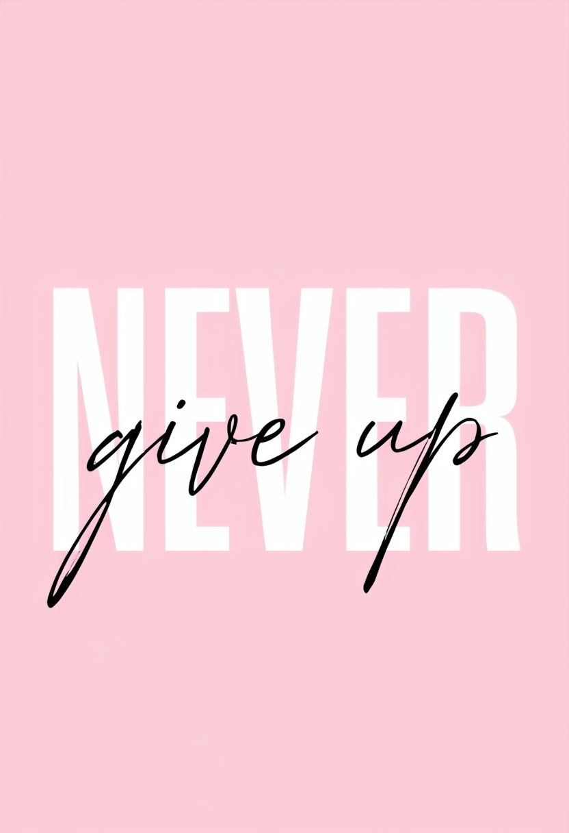 Minimalist Never Give Up Inspirational Quote Poster