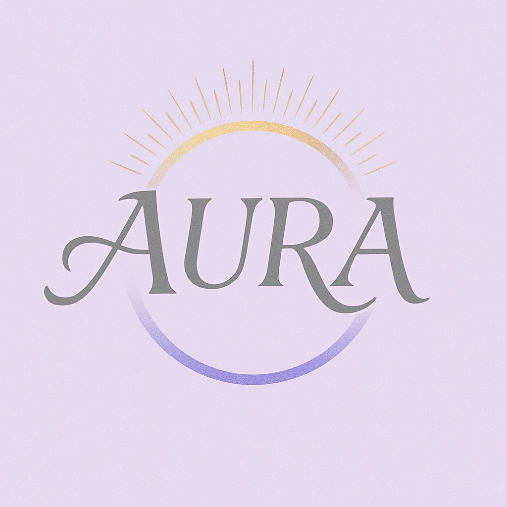 Elegant Minimalist AURA Logo with Sunlight and Lavender Circle Logo