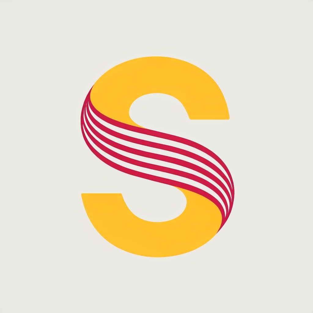 Modern Vibrant 'S' Logo with Golden Yellow and Crimson Lines