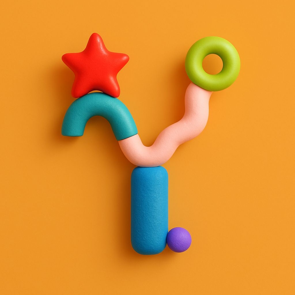 Vibrant Minimalist Geometric Y-Shaped Still Life Art Monogram