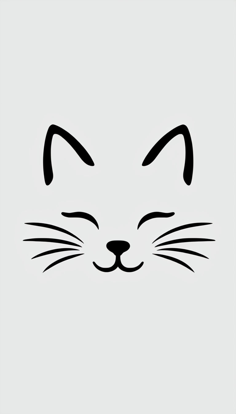 Minimalist Black Line Art Cat Face Design Phone Case Cover