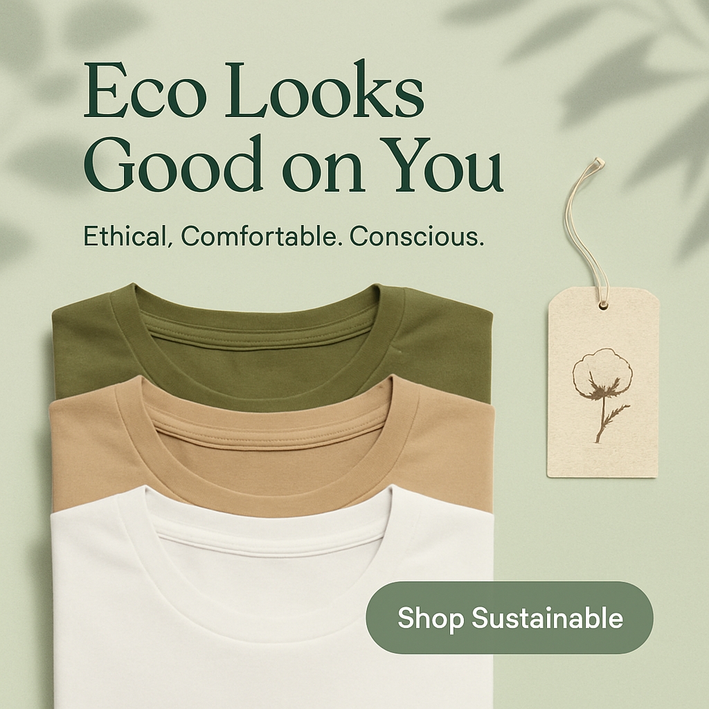 Promotional Eco-Friendly T-Shirts Advertisement Design Ads