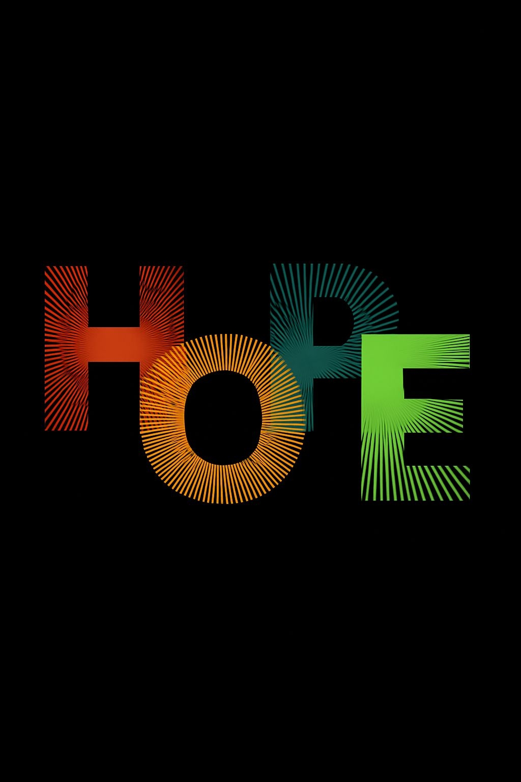Bold Colorful HOPE Typography with Radiating Lines T-shirt