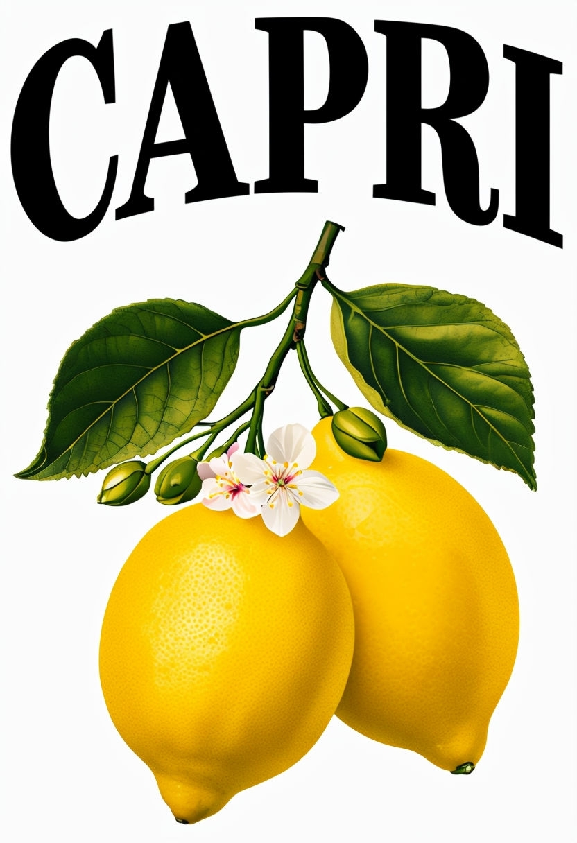 Vibrant Capri Lemons Botanical Illustration Art Poster