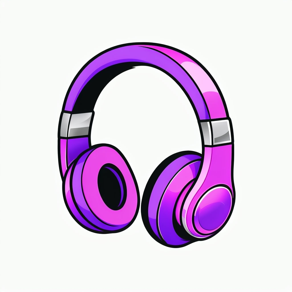 Vibrant Purple and Pink Headphones Illustration Sticker