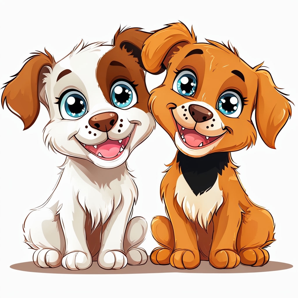 Playful Cartoon Puppies Sitting Together Illustration Mug