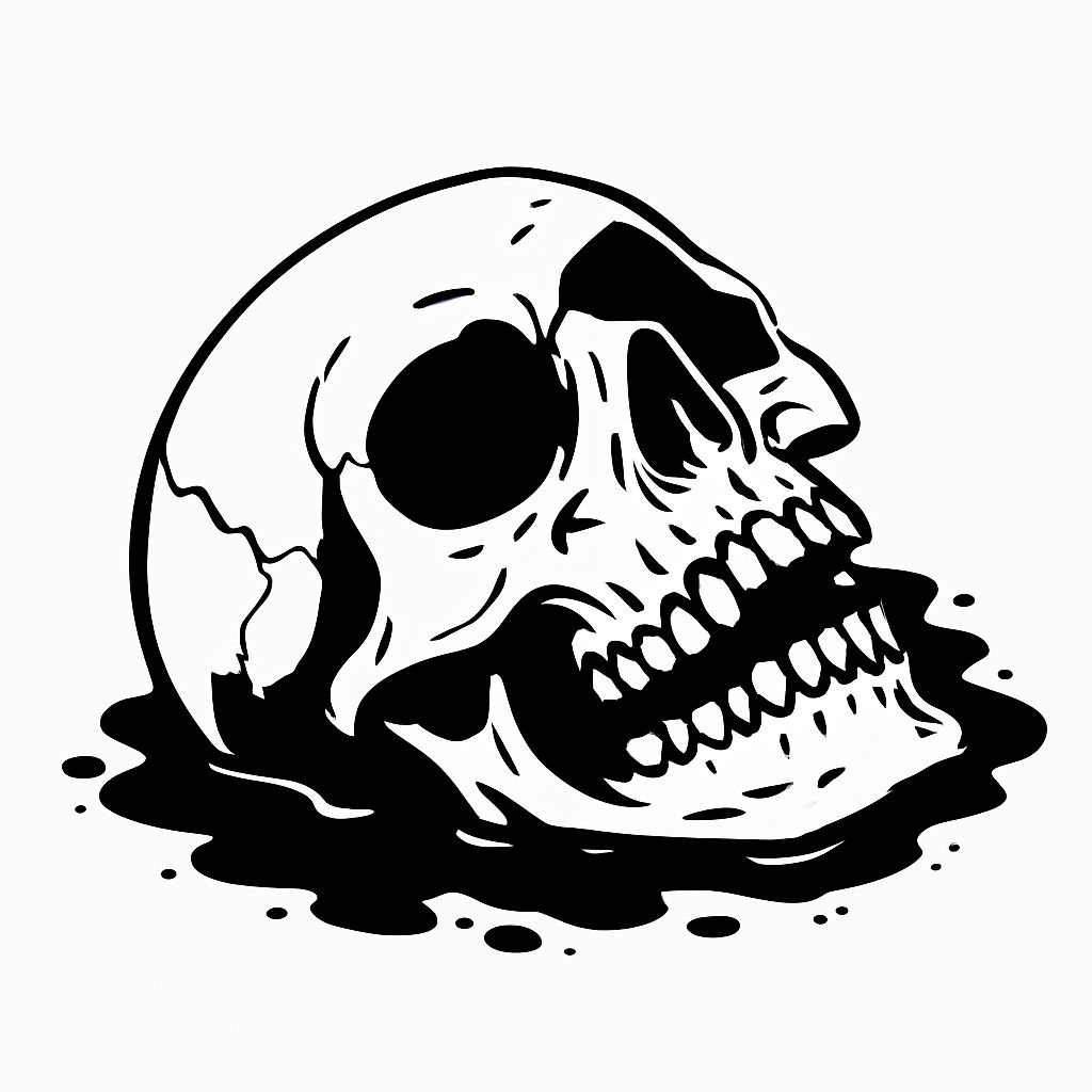 Detailed Black and White Skull Illustration Sticker