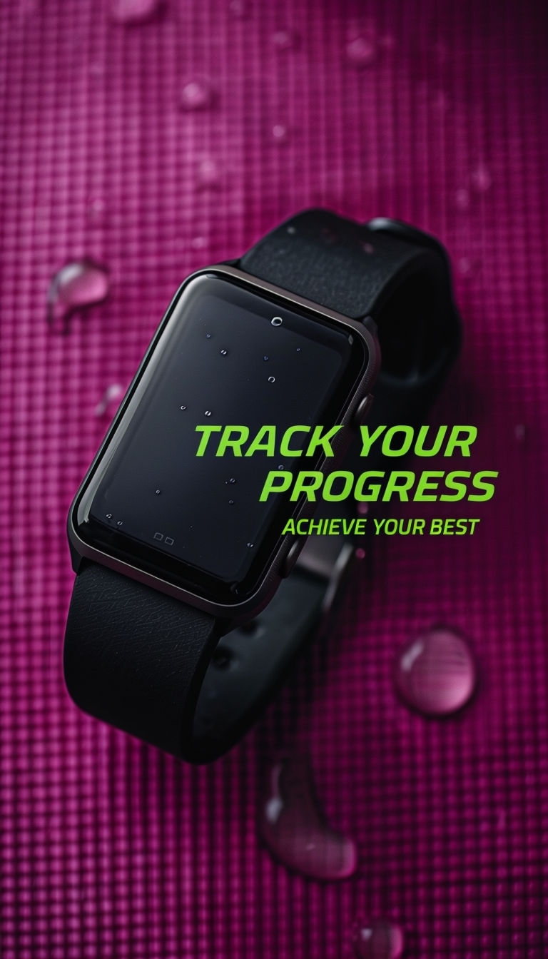 Sleek Fitness Tracker on Vibrant Yoga Mat Ad Design