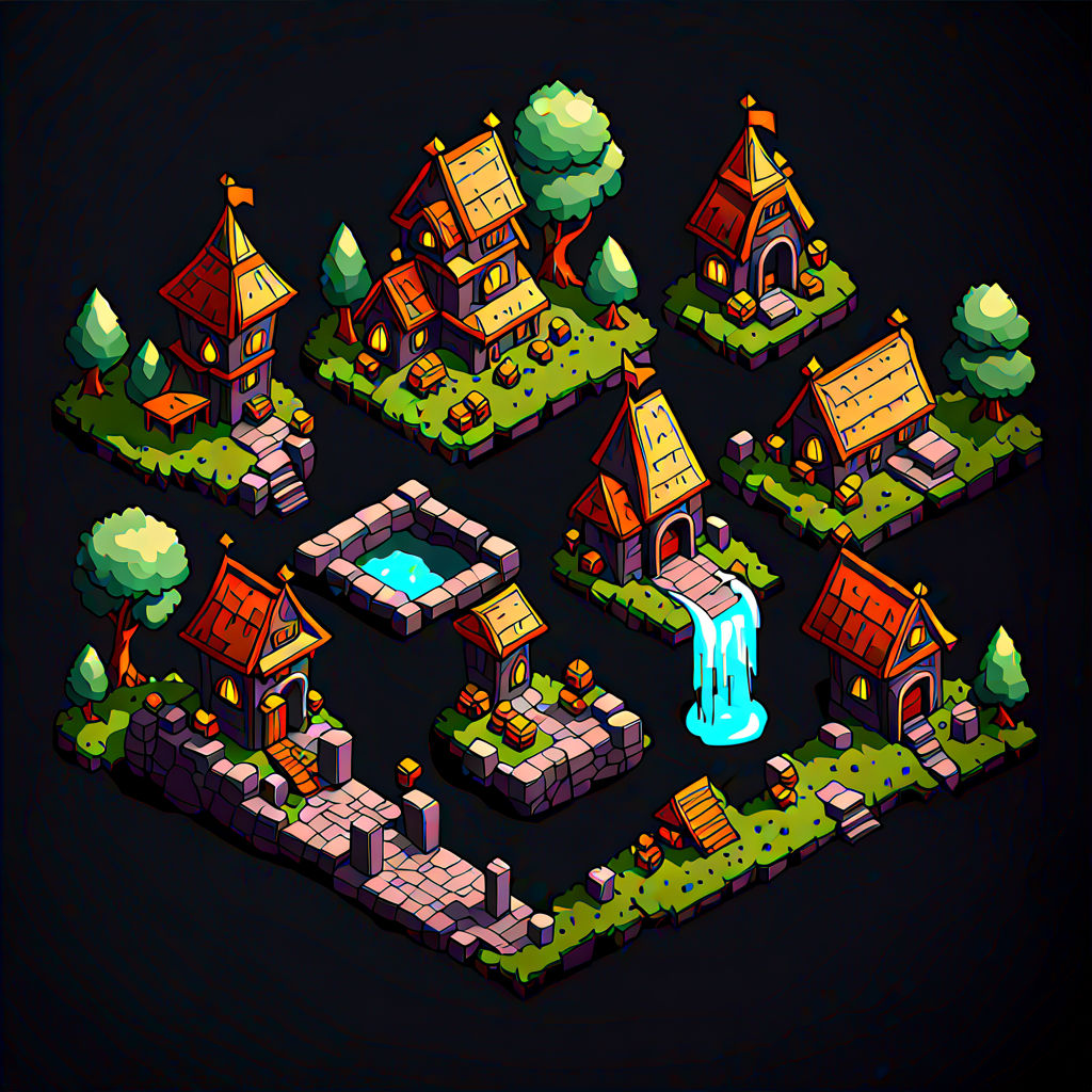 A single cartoon game design of isometric rpg kingdom on an... by ...