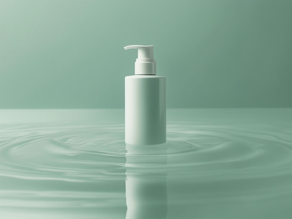 Minimalist White Cosmetic Bottle in Tranquil Water Mockup