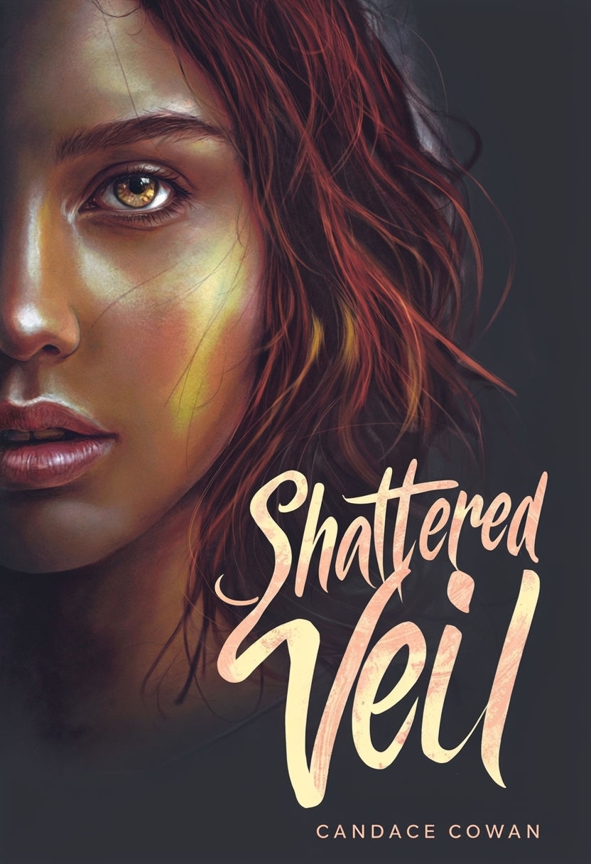 Shattered Veil Digital Art Cover Featuring Mysterious Woman EBook Cover