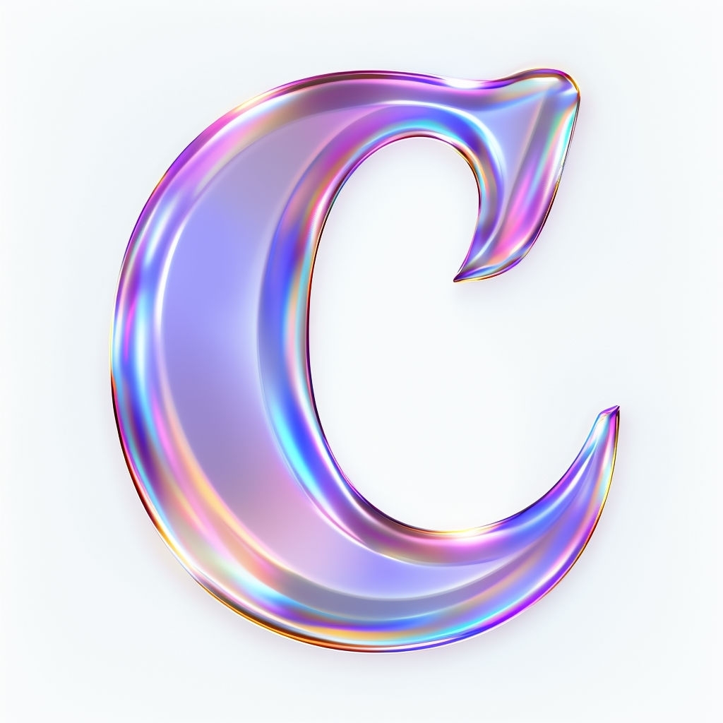 Iridescent Stylized Letter C Digital Art Monogram