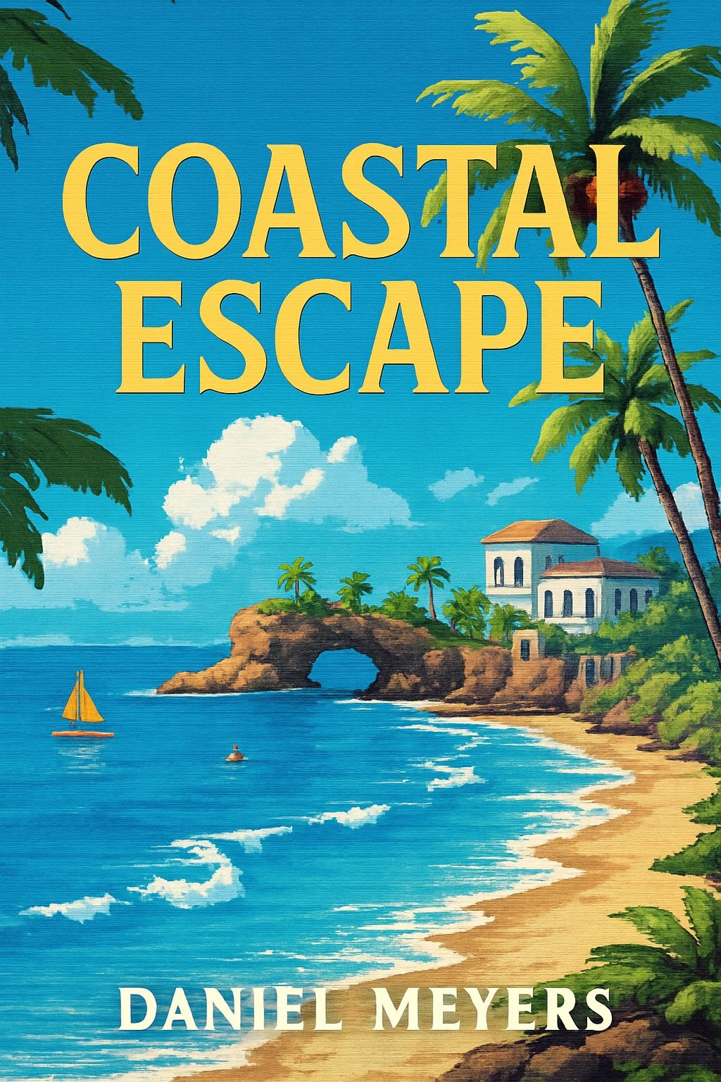 Vibrant Coastal Escape Book Cover by Daniel Meyers in Tropical Style EBook Cover