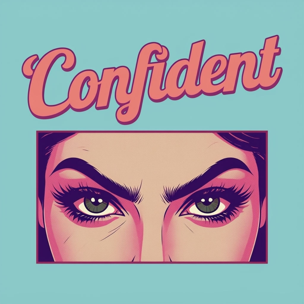 Confident Female Face Vintage Comic Book Style Album Cover