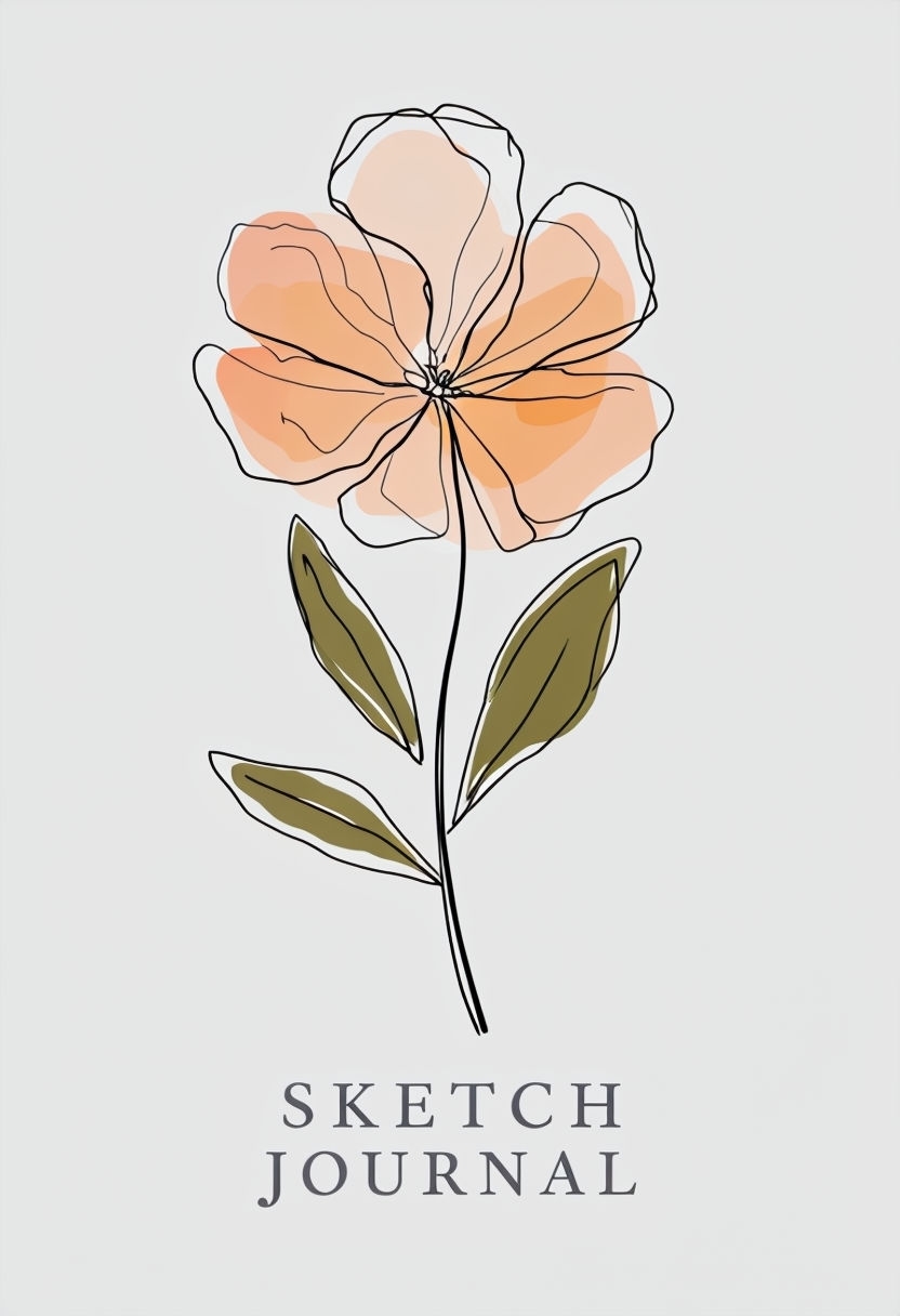 Minimalist Line Art Flower Sketch Journal EBook Cover