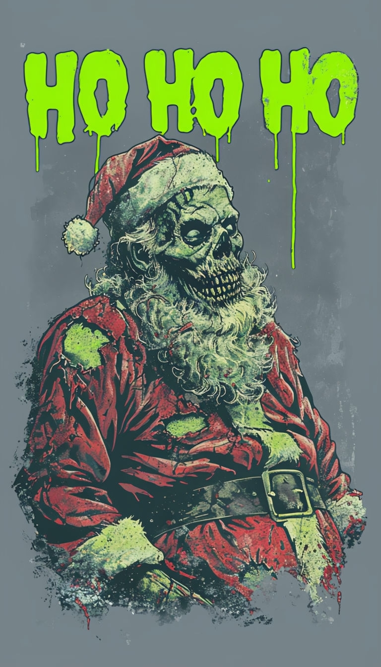 Gruesome Distressed Santa Claus Illustration for Halloween Poster