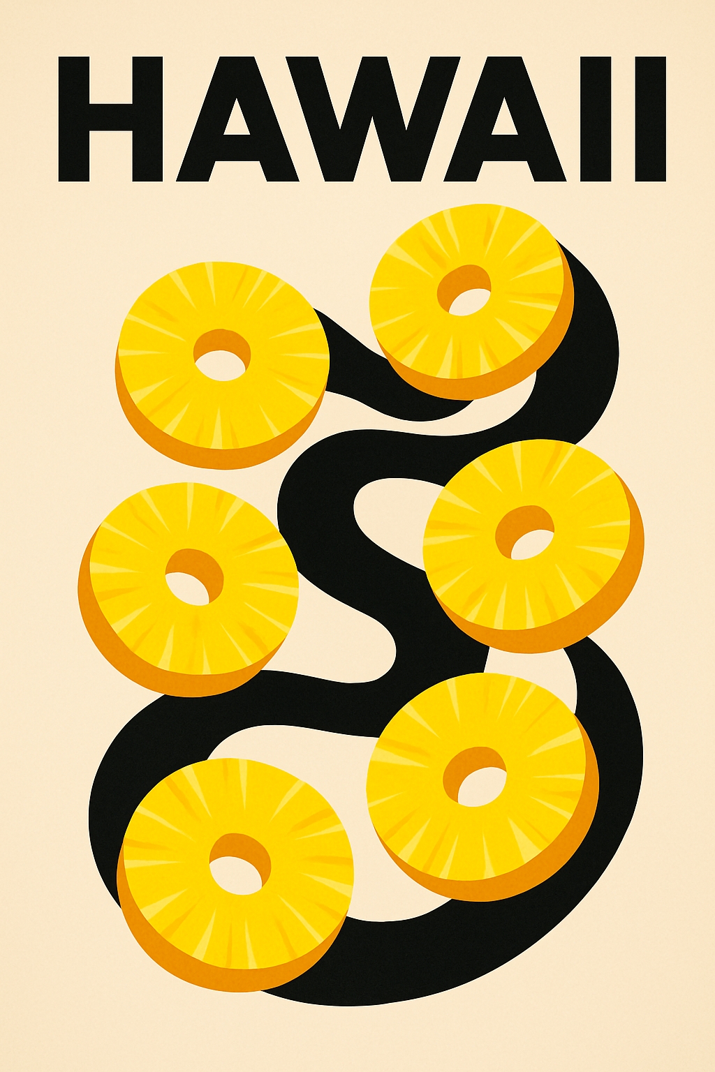 Minimalist Hawaii Graphic Design with Pineapple Slices Poster