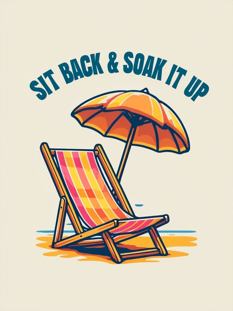 Playful Summer Beach Chair Graphic with Relaxing Quote T-Shirt