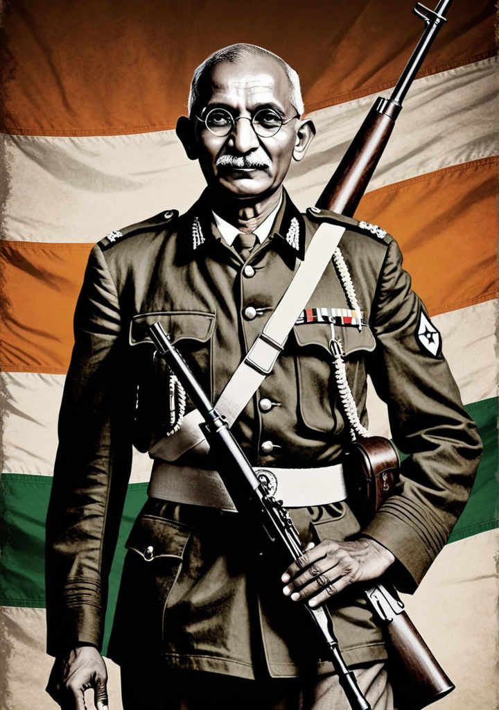 Mahatma Gandhi clad in Indian Army uniform by saibalaji patnam - Playground