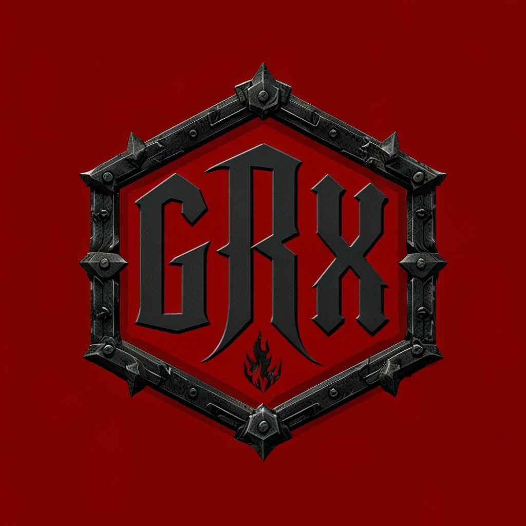 Bold Crimson Hexagonal GRX Monogram with Industrial Accent Sticker
