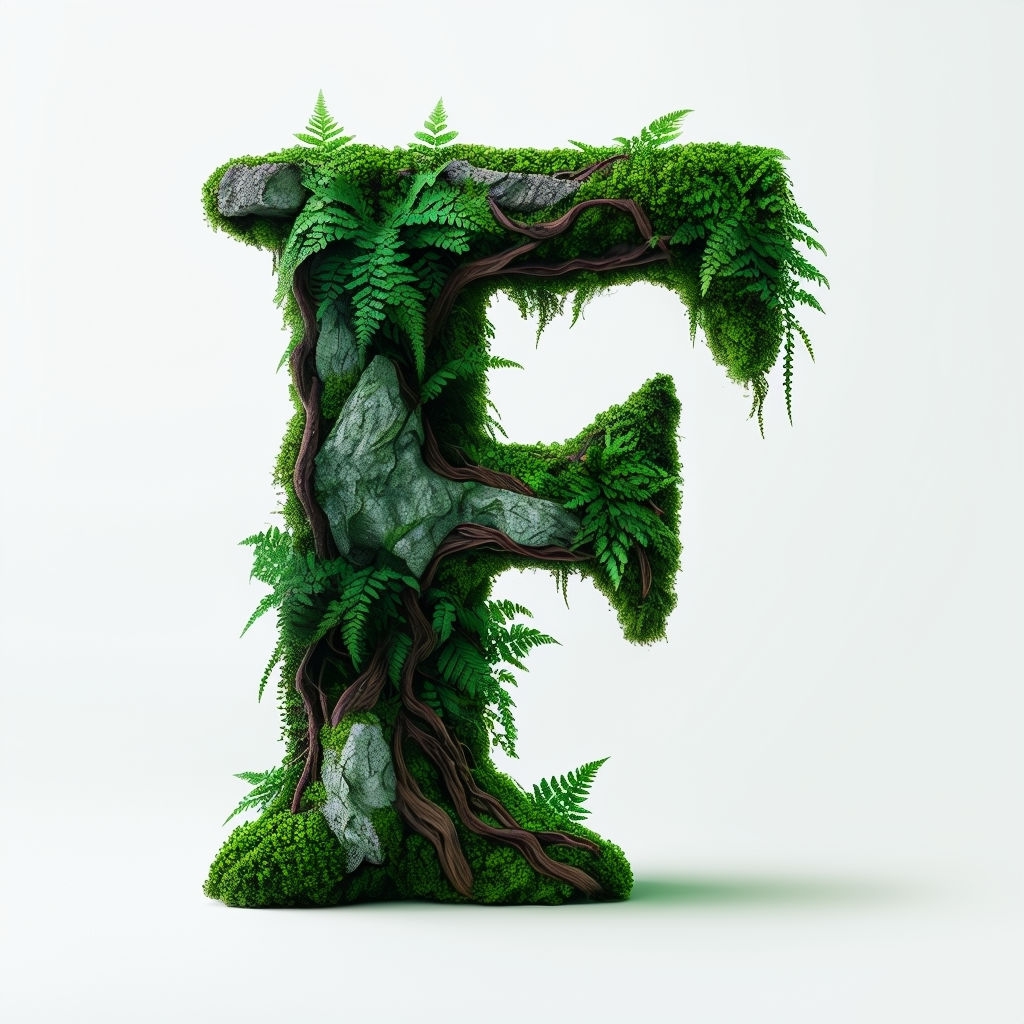Forest Floor Inspired Monogram Letter F Illustration Sticker