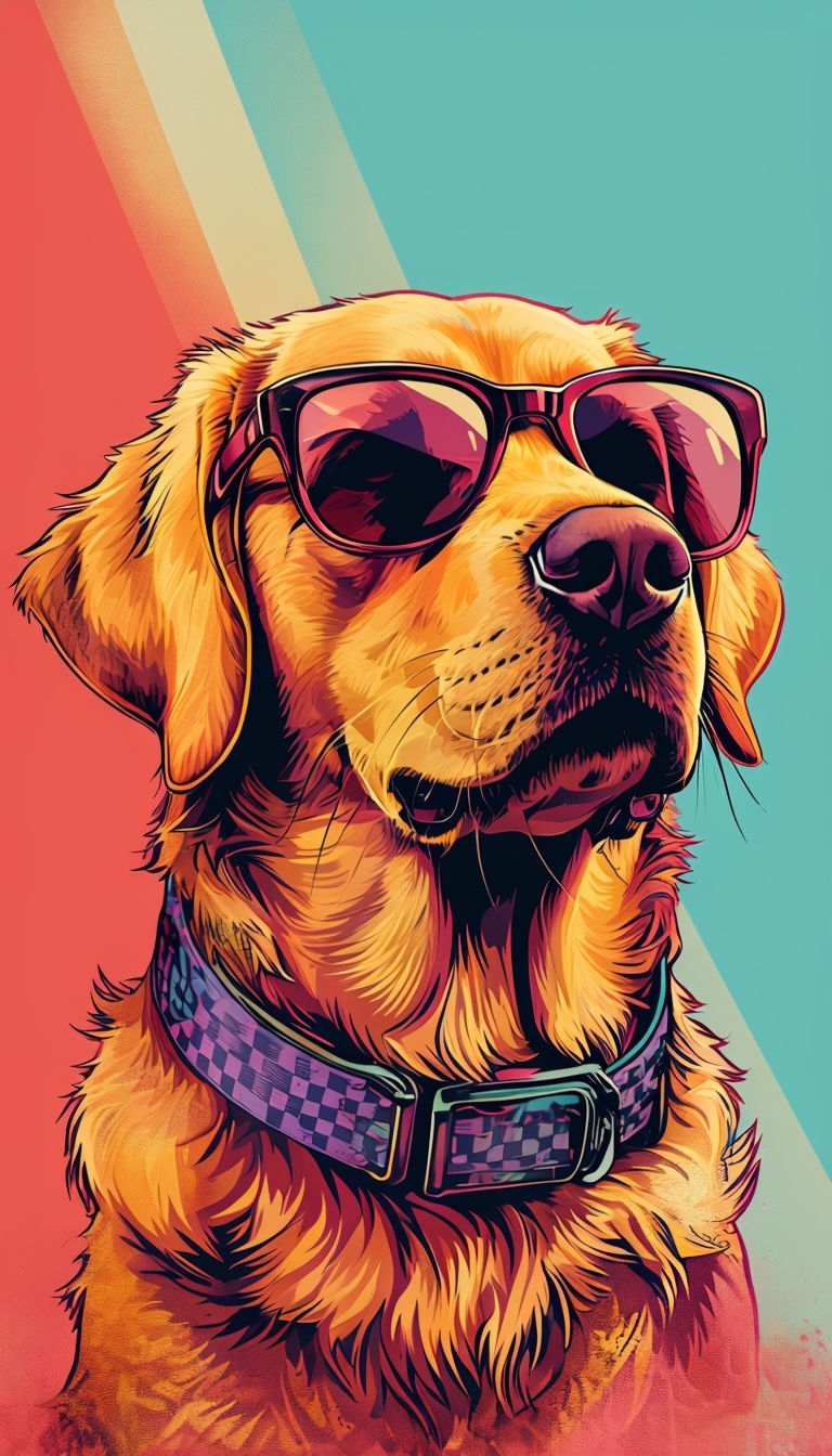 Stylish Labrador Retriever Dog with Sunglasses Illustration Mobile Wallpaper