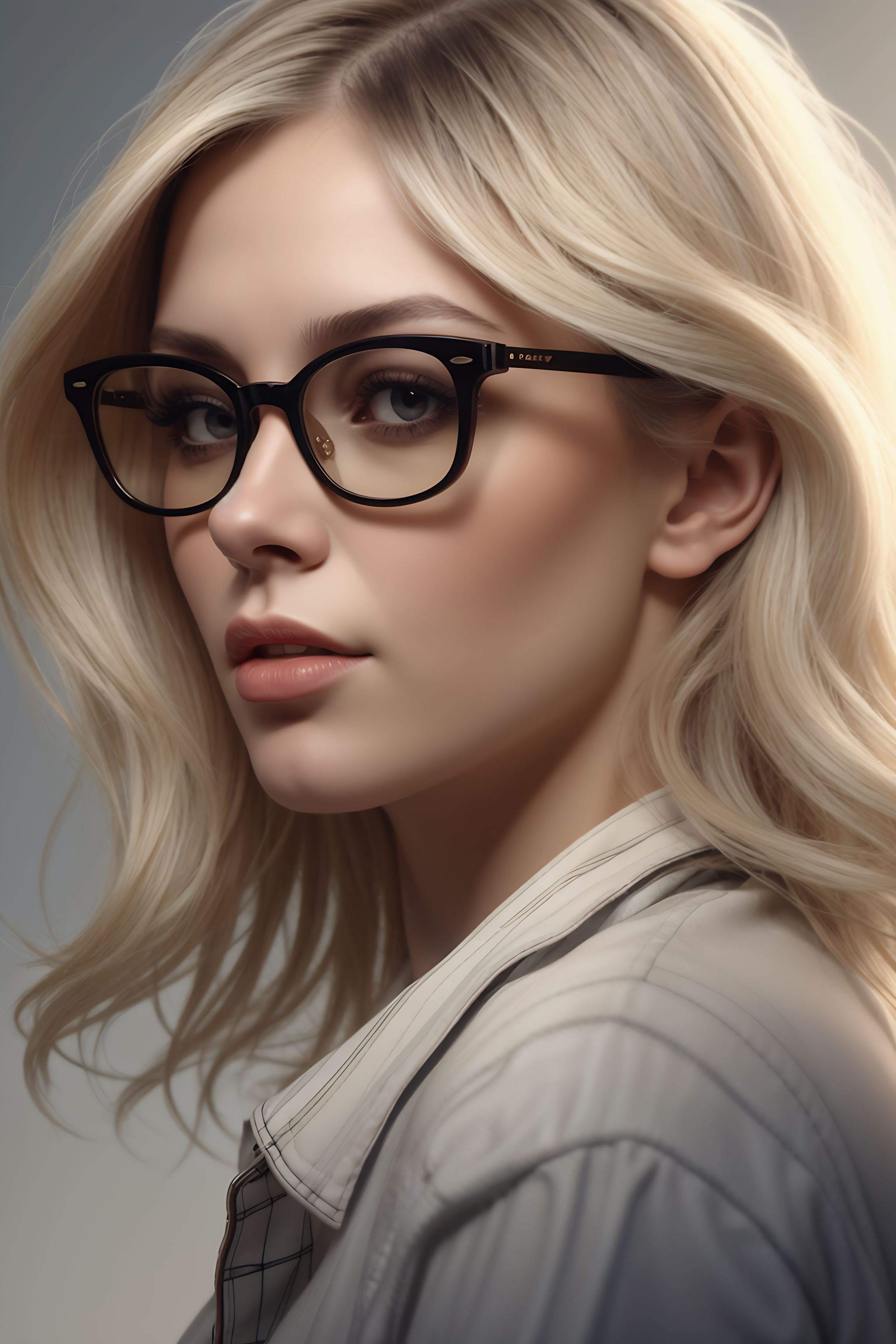 A woman in glasses with blonde hair