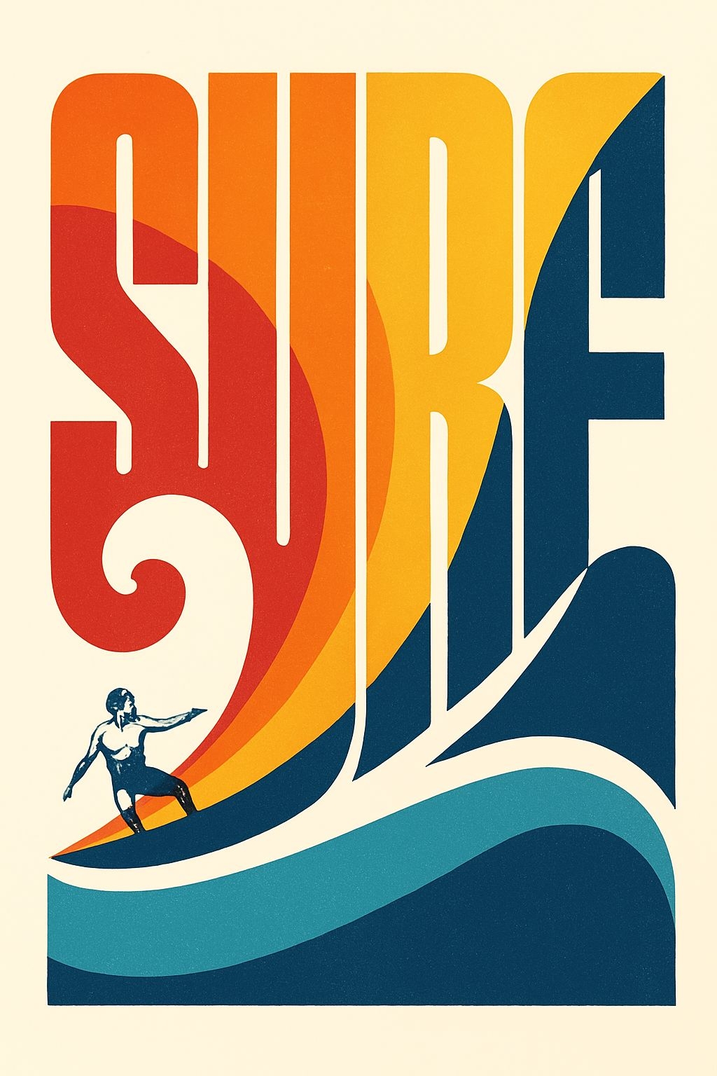 Vibrant Retro Surf Typography Graphic T-Shirt
