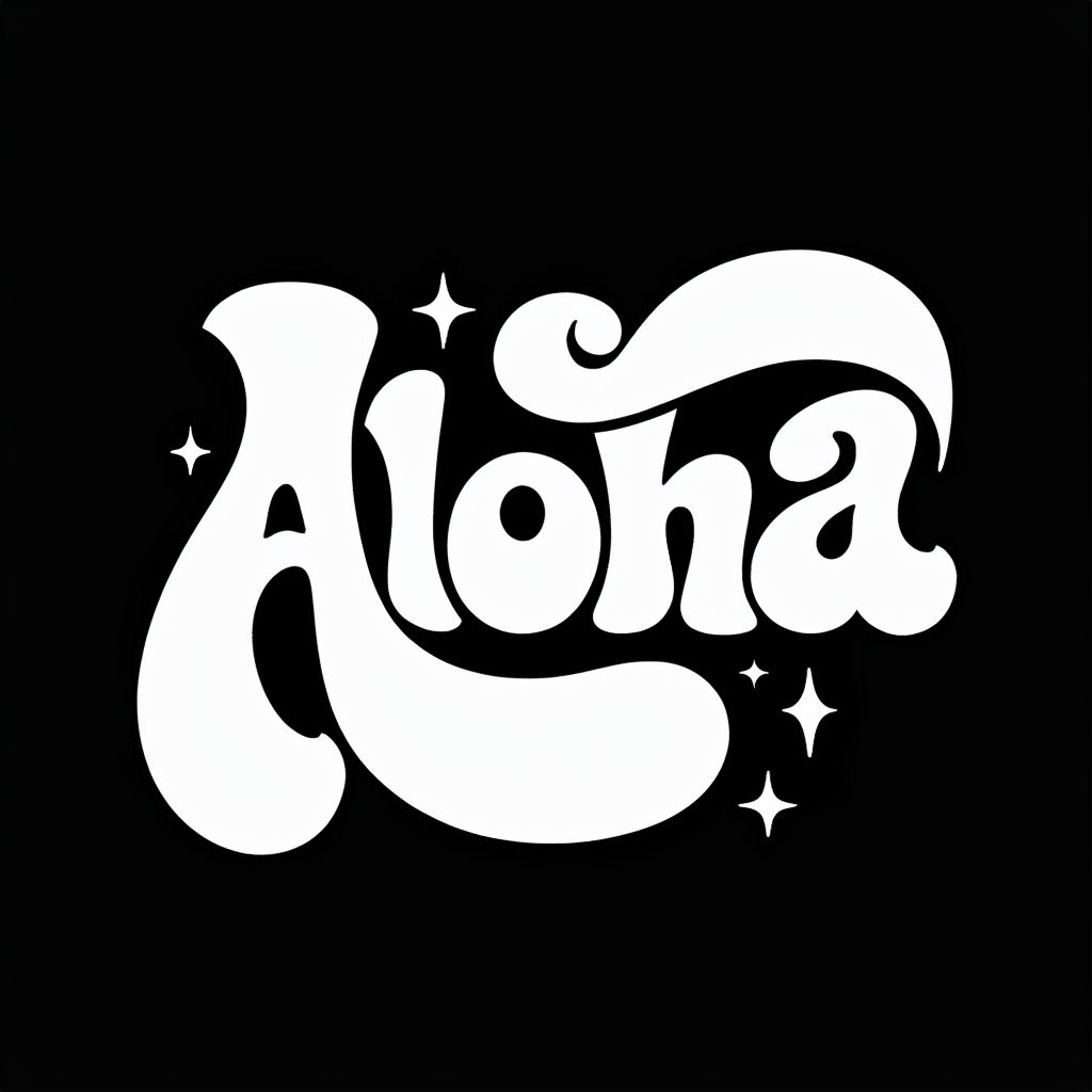 Playful Aloha Typography Design with Stars T-Shirt