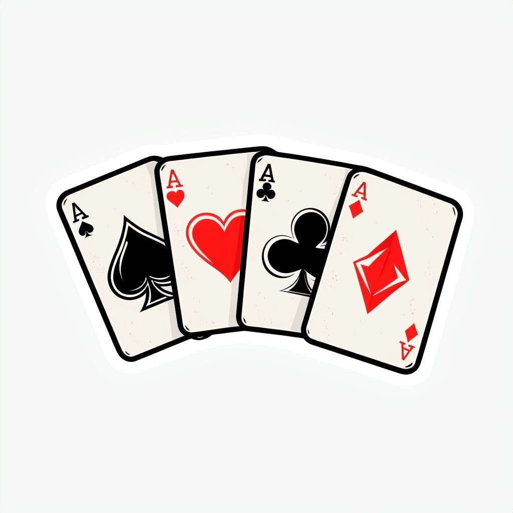 Vintage Playing Cards Ace Symbols Cartoon Sticker