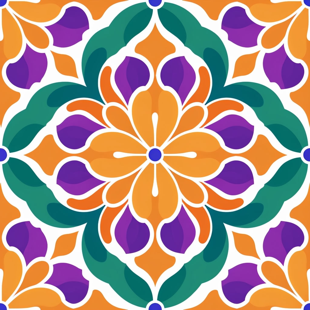 Vibrant Floral Seamless Pattern with Symmetrical Design