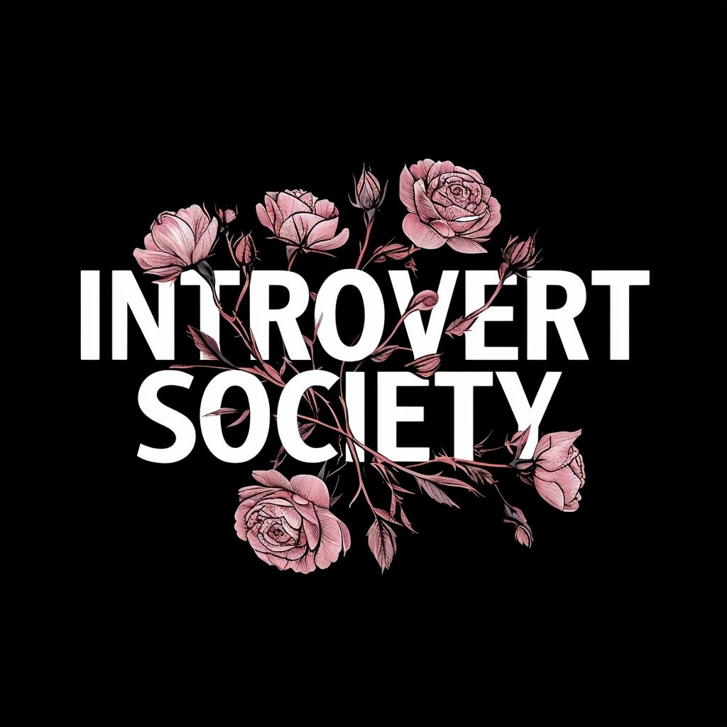 Elegant Introvert Society Logo with Floral Accents T-Shirt