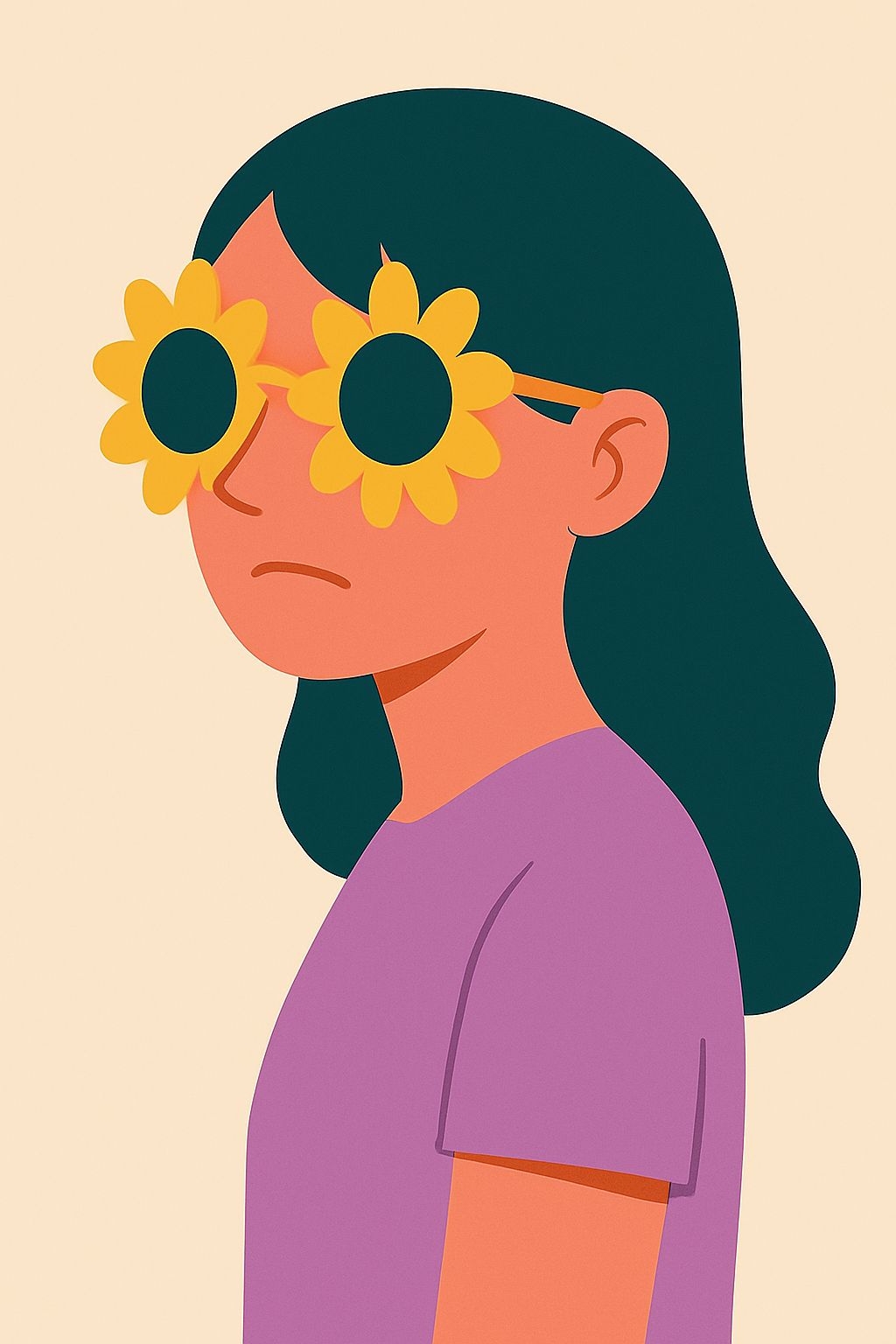 Minimalist Illustration of Person with Flower Sunglasses Art