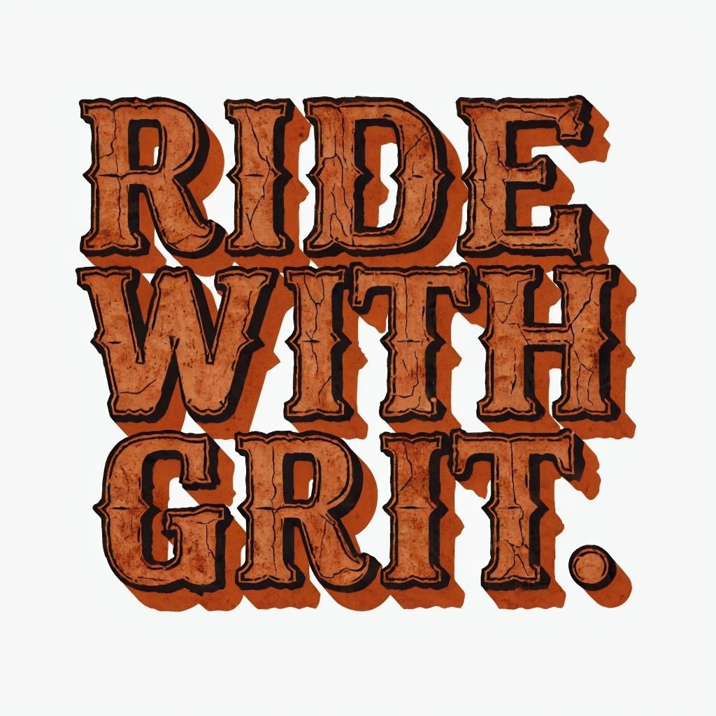 Rugged Western Ride With Grit Typography Sticker