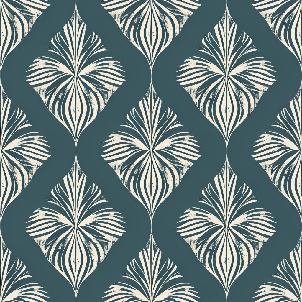 Vintage Geometric Diamond Pattern with Leaf Motifs for Seamless Pattern