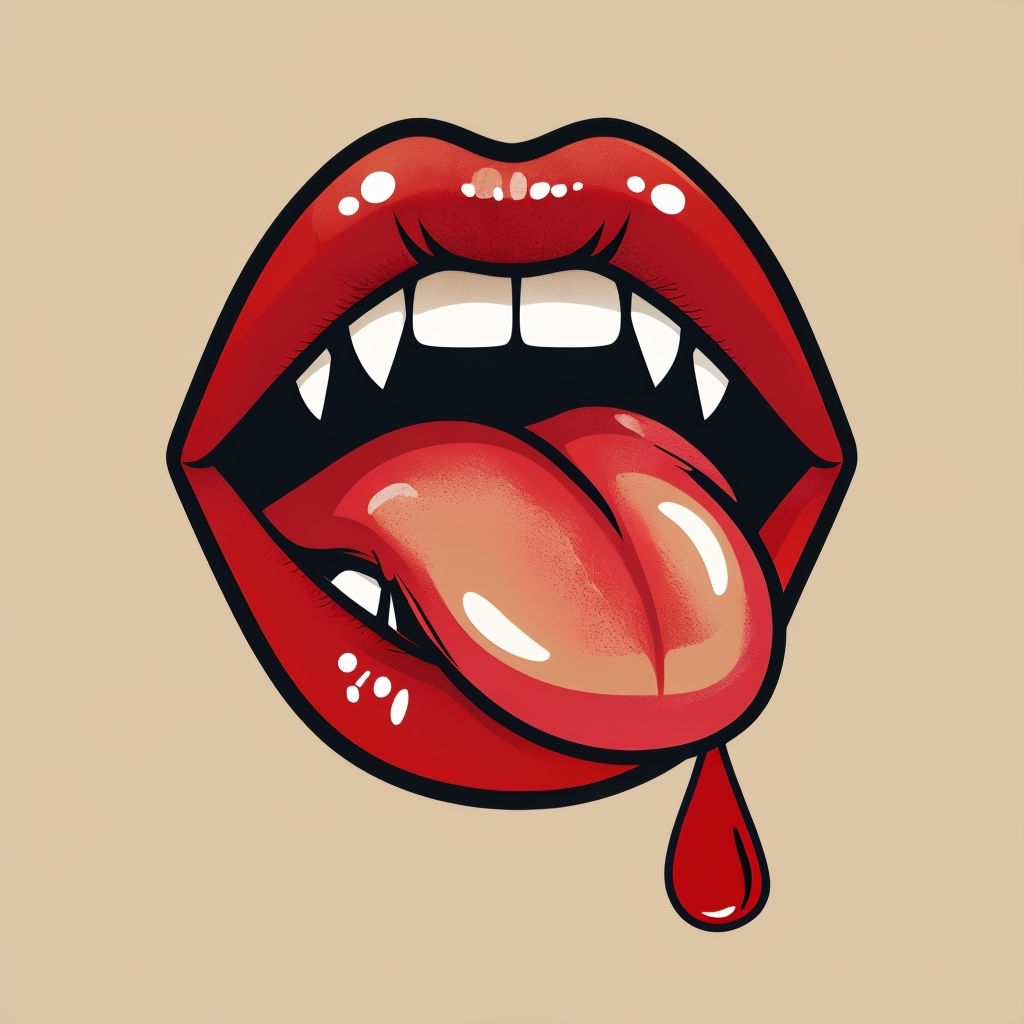 Bold Pop Art Open Lips Illustration with Fangs T-Shirt